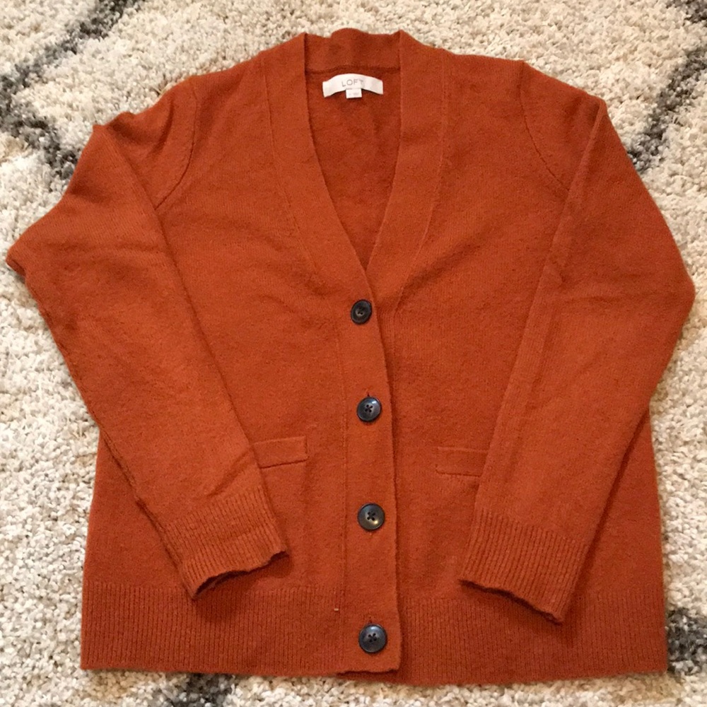 Loft Burnt Orange Cardigan Sweater